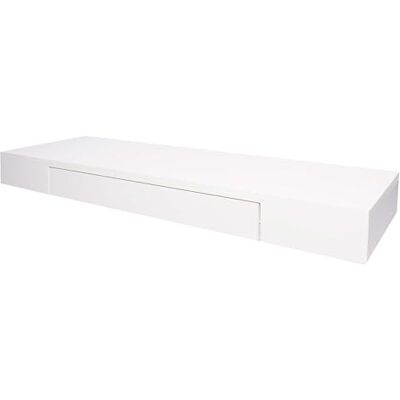 Décoshop26 Tablette Murale étagère avec tiroir en Bois Massif 8x80x25cm Blanc 04_0005181 - Publicité Décoshop26 Tablette Murale étagère avec tiroir en Bois Massif 8x80x25cm Blanc 04_0005181 - Publicité
