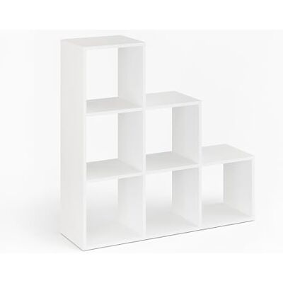 Komto Bibliothèque Escalier Blanc – Meuble Cube de Rangement 6 Cases 30x30 cm, Casier en Bois pour Salon, Chambre ou Bureau Étagère Vexo - Publicité Komto Bibliothèque Escalier Blanc – Meuble Cube de Rangement 6 Cases 30x30 cm, Casier en Bois pour Salon, Chambre ou Bureau Étagère Vexo - Publicité