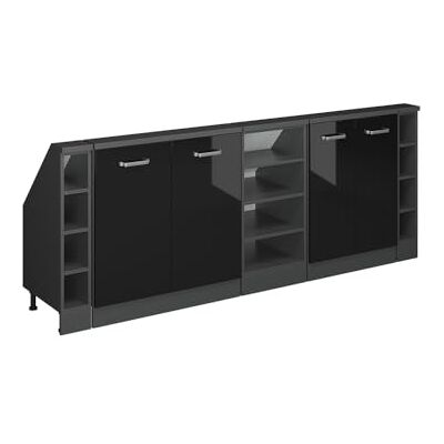 Vicco Ensembles de Meuble de Rangement sous Pente Rion, Noir Haute Brillance/Anthracite, L210 x P46 cm Lot de 5, Gain de Place pour Les pièces mansardées - Publicité Vicco Ensembles de Meuble de Rangement sous Pente Rion, Noir Haute Brillance/Anthracite, L210 x P46 cm Lot de 5, Gain de Place pour Les pièces mansardées - Publicité