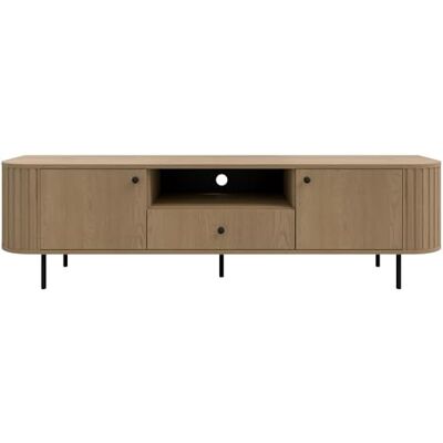 AXLIVING Halay Meuble TV en chêne crème, 2 Portes et 1 tiroir, Structure rainurée Moderne, 180,6 cm - Publicité AXLIVING Halay Meuble TV en chêne crème, 2 Portes et 1 tiroir, Structure rainurée Moderne, 180,6 cm - Publicité