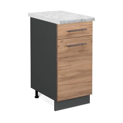 Vicco Meuble Cuisine Fame-Line, Chêne de Force doré, 40cm, PT Marbre, à Combiner avec d'autres modules de la série Fame-Line - Publicité Vicco Meuble Cuisine Fame-Line, Chêne de Force doré, 40cm, PT Marbre, à Combiner avec d'autres modules de la série Fame-Line - Publicité