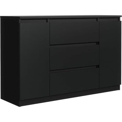 meble masztalerz Commode Chambre avec 3 Tiroirs et 2 Portes Meuble de Rangement pour Salon et Entrée Couloir Spacieuse et Design Noir 140x78,2x39 cm - Publicité meble masztalerz Commode Chambre avec 3 Tiroirs et 2 Portes Meuble de Rangement pour Salon et Entrée Couloir Spacieuse et Design Noir 140x78,2x39 cm - Publicité