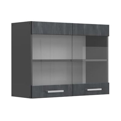 Vicco Armoire en Verre R-Line, Béton Noir, 80cm, pour Une Combinaison Libre au Sein de systèmes de Cuisine modulaires - Publicité Vicco Armoire en Verre R-Line, Béton Noir, 80cm, pour Une Combinaison Libre au Sein de systèmes de Cuisine modulaires - Publicité