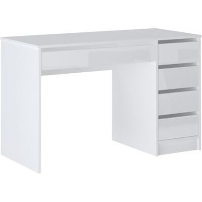 Unique Bureau avec 5 tiroirs Blanc Brillant JENEMI avec Rangement - Publicité Unique Bureau avec 5 tiroirs Blanc Brillant JENEMI avec Rangement - Publicité