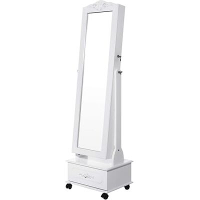 SONGMICS Armoire à Bijoux, Miroir sur Pieds, Lumières LED à 3 Couleurs et Intensité Réglable, Rangement Accessoire, Miroir sans Cadre, Miroir Intérieur avec Lumières, Blanc JJC012W01 - Publicité SONGMICS Armoire à Bijoux, Miroir sur Pieds, Lumières LED à 3 Couleurs et Intensité Réglable, Rangement Accessoire, Miroir sans Cadre, Miroir Intérieur avec Lumières, Blanc JJC012W01 - Publicité