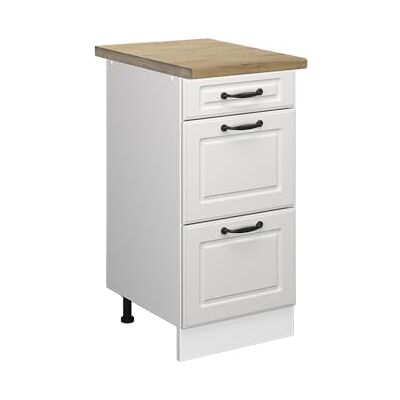 Vicco Meuble Cuisine R-Line, Blanc Campagne, 40cm avec tiroirs, PT Chêne, pour Une Combinaison Libre au Sein de systèmes de Cuisine modulaires - Publicité Vicco Meuble Cuisine R-Line, Blanc Campagne, 40cm avec tiroirs, PT Chêne, pour Une Combinaison Libre au Sein de systèmes de Cuisine modulaires - Publicité