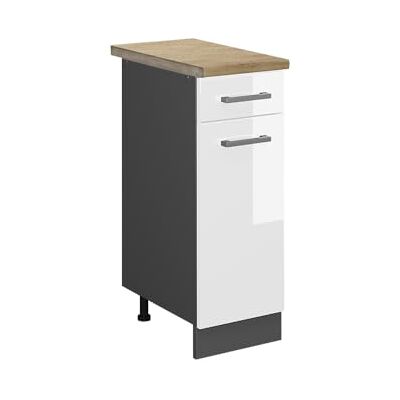 Vicco Meuble Cuisine R-Line, Blanc Haute Brillance, 30cm, PT Chêne, pour Une Combinaison Libre au Sein de systèmes de Cuisine modulaires - Publicité Vicco Meuble Cuisine R-Line, Blanc Haute Brillance, 30cm, PT Chêne, pour Une Combinaison Libre au Sein de systèmes de Cuisine modulaires - Publicité