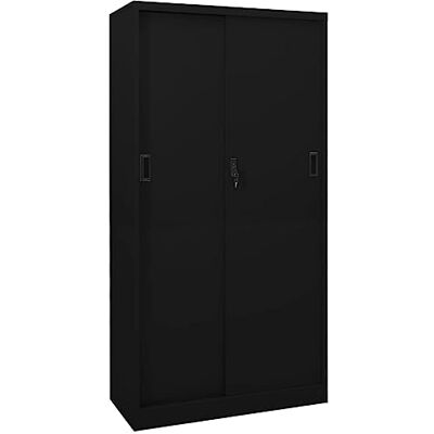 vidaXL Armoire de bureau avec porte coulissante Noir 90x40x180cm Acier - Publicité vidaXL Armoire de bureau avec porte coulissante Noir 90x40x180cm Acier - Publicité