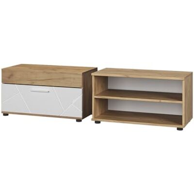 Vicco Armoire de Salon Berno, Chêne doré/Blanc, 2 pièces, pour Le Rangement des appareils multimédias et des Accessoires de Maison - Publicité Vicco Armoire de Salon Berno, Chêne doré/Blanc, 2 pièces, pour Le Rangement des appareils multimédias et des Accessoires de Maison - Publicité