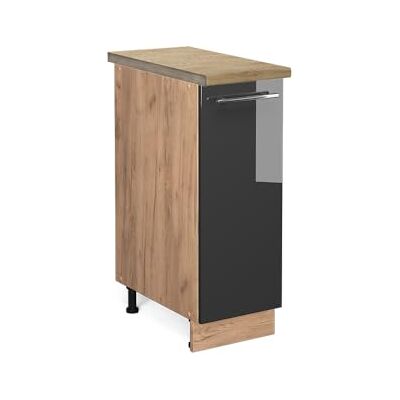 Vicco Meuble de Cuisine Fame-Line, Anthracite Haute Brillance, 30cm, PT Chêne, à Combiner avec d'autres modules de la série Fame-Line - Publicité Vicco Meuble de Cuisine Fame-Line, Anthracite Haute Brillance, 30cm, PT Chêne, à Combiner avec d'autres modules de la série Fame-Line - Publicité