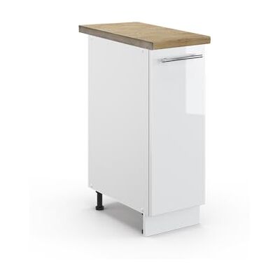 Vicco Meuble de Cuisine Fame-Line, Blanc Haute Brillance, 30cm, PT Chêne, à Combiner avec d'autres modules de la série Fame-Line - Publicité Vicco Meuble de Cuisine Fame-Line, Blanc Haute Brillance, 30cm, PT Chêne, à Combiner avec d'autres modules de la série Fame-Line - Publicité