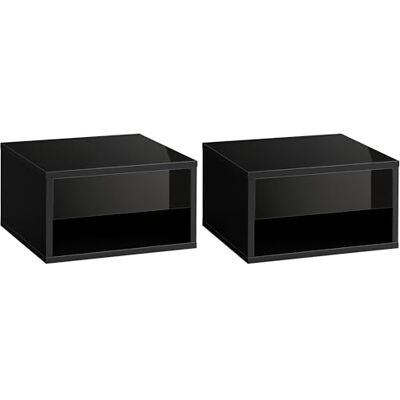 HOMCOM Lot de 2 Tables de Chevet murales Table de Nuit tiroir Coulissant, Niche, Plateau en Bois dim. 37L x 32l x 21H cm Noir - Publicité HOMCOM Lot de 2 Tables de Chevet murales Table de Nuit tiroir Coulissant, Niche, Plateau en Bois dim. 37L x 32l x 21H cm Noir - Publicité