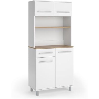 Vicco Buffet de Cuisine Pure, Blanc/Chêne Artisan, 80.2x177cm, avec étagères réglables en Hauteur pour Un Rangement Flexible - Publicité Vicco Buffet de Cuisine Pure, Blanc/Chêne Artisan, 80.2x177cm, avec étagères réglables en Hauteur pour Un Rangement Flexible - Publicité