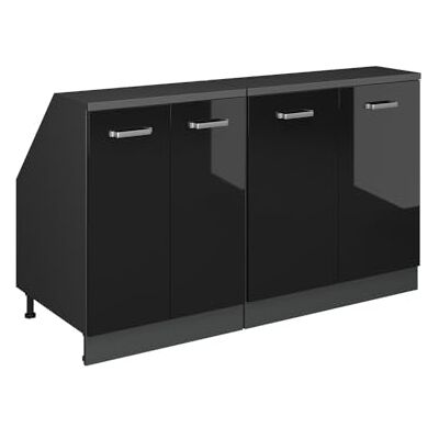 Vicco Meuble sous Pente R-Line, Noir Haute Brillance, 140cm Lot de 2 caissons 60 cm de Profondeur, Convient aux Murs inclinés et à Une Installation de Cuisine Variable - Publicité Vicco Meuble sous Pente R-Line, Noir Haute Brillance, 140cm Lot de 2 caissons 60 cm de Profondeur, Convient aux Murs inclinés et à Une Installation de Cuisine Variable - Publicité