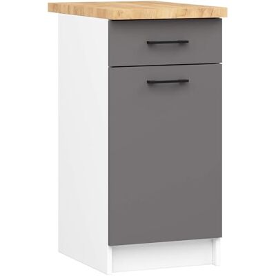 AKORD Armoire de Cuisine avec Plan de Travail Oliwia S40 Meuble Bas avec Porte, Tiroir et 2 Étagères Armoire de Cuisine Basse de 40 cm de Large 46x40x85 cm Blanc & Gris Graphite - Publicité AKORD Armoire de Cuisine avec Plan de Travail Oliwia S40 Meuble Bas avec Porte, Tiroir et 2 Étagères Armoire de Cuisine Basse de 40 cm de Large 46x40x85 cm Blanc & Gris Graphite - Publicité