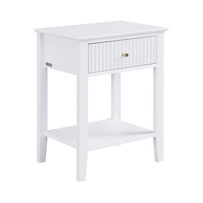 Unique Table de Chevet 1 tiroir et 1 Tablette MDF Blanc NIRIVA - Publicité Unique Table de Chevet 1 tiroir et 1 Tablette MDF Blanc NIRIVA - Publicité