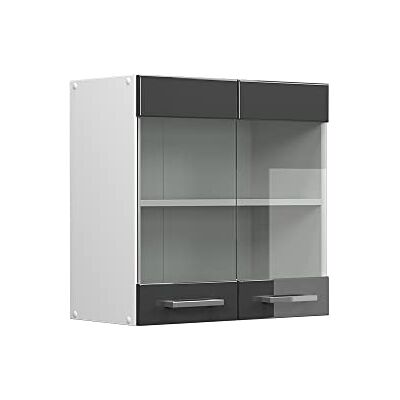 Vicco Armoire en Verre R-Line, Anthracite Haute Brillance, 60cm, pour Une Combinaison Libre au Sein de systèmes de Cuisine modulaires - Publicité Vicco Armoire en Verre R-Line, Anthracite Haute Brillance, 60cm, pour Une Combinaison Libre au Sein de systèmes de Cuisine modulaires - Publicité