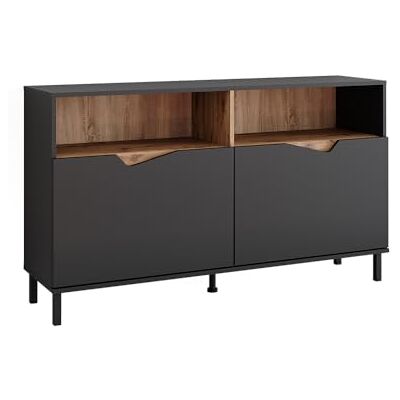 Vicco Commode Marelle, Anthracite/Artisan, 140x81.3cm avec 2 Portes, adapté au Rangement de Divers Objets du Quotidien - Publicité Vicco Commode Marelle, Anthracite/Artisan, 140x81.3cm avec 2 Portes, adapté au Rangement de Divers Objets du Quotidien - Publicité