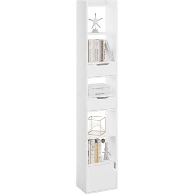 WOLTU Bibliothèque, Étagère Étroite et Haute, Meuble de Rangement sur Pied avec 6 Compartiments, 2 Tiroirs et 1 Porte, en Bois Composé, pour Salon Chambre Bureau, Blanc, SK042ws - Publicité WOLTU Bibliothèque, Étagère Étroite et Haute, Meuble de Rangement sur Pied avec 6 Compartiments, 2 Tiroirs et 1 Porte, en Bois Composé, pour Salon Chambre Bureau, Blanc, SK042ws - Publicité