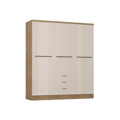Unique Armoire 6 Portes et 3 tiroirs L180 cm Coloris : Beige et Naturel PEROLI - Publicité Unique Armoire 6 Portes et 3 tiroirs L180 cm Coloris : Beige et Naturel PEROLI - Publicité