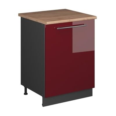 Vicco Meuble Bas de Cuisine Fame-Line, Rouge Bordeaux Haute Brillance/Anthracite, 60cm 1 Porte avec Plan de Travail - Publicité Vicco Meuble Bas de Cuisine Fame-Line, Rouge Bordeaux Haute Brillance/Anthracite, 60cm 1 Porte avec Plan de Travail - Publicité