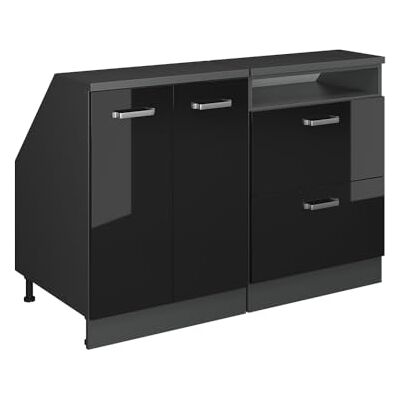 Vicco Meuble sous Pente R-Line, Noir Haute Brillance, 120cm Lot de 2 caissons 60 cm de Profondeur, Convient aux Murs inclinés et à Une Installation de Cuisine Variable - Publicité Vicco Meuble sous Pente R-Line, Noir Haute Brillance, 120cm Lot de 2 caissons 60 cm de Profondeur, Convient aux Murs inclinés et à Une Installation de Cuisine Variable - Publicité