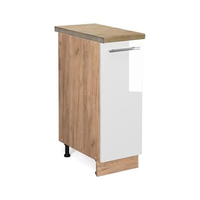 Vicco Meuble de Cuisine Fame-Line, Blanc Haute Brillance, 30cm, PT Chêne, à Combiner avec d'autres modules de la série Fame-Line - Publicité Vicco Meuble de Cuisine Fame-Line, Blanc Haute Brillance, 30cm, PT Chêne, à Combiner avec d'autres modules de la série Fame-Line - Publicité
