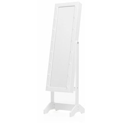 InnovaGoods Armoire à Bijoux sur Pied avec Miroir, LED 16 Lumières, Design Élégant en Bois, Multifonction avec Grande Capacité, 4 Niveaux d'Inclinaison, Blanc, Standard, Plastique - Publicité InnovaGoods Armoire à Bijoux sur Pied avec Miroir, LED 16 Lumières, Design Élégant en Bois, Multifonction avec Grande Capacité, 4 Niveaux d'Inclinaison, Blanc, Standard, Plastique - Publicité