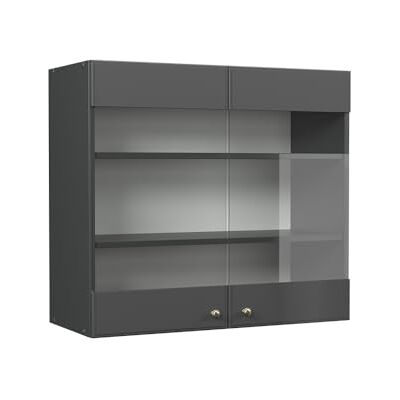 Vicco Armoire en Verre Fame-Line, Anthrazit-Gold Landhaus, 80cm, à Combiner avec d'autres modules de la série Fame-Line - Publicité Vicco Armoire en Verre Fame-Line, Anthrazit-Gold Landhaus, 80cm, à Combiner avec d'autres modules de la série Fame-Line - Publicité