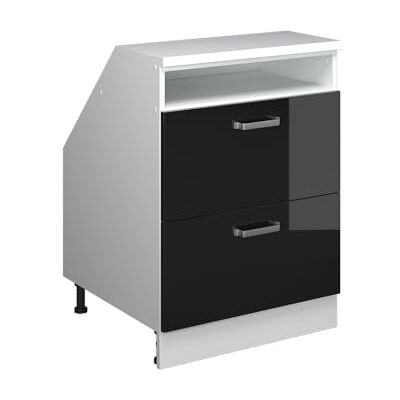 Vicco Meuble sous Pente R-Line, Noir Haute Brillance, 60cm 2 tiroirs, 60 cm de Profondeur, pour Une Combinaison Libre au Sein de systèmes de Cuisine modulaires - Publicité Vicco Meuble sous Pente R-Line, Noir Haute Brillance, 60cm 2 tiroirs, 60 cm de Profondeur, pour Une Combinaison Libre au Sein de systèmes de Cuisine modulaires - Publicité