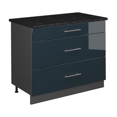Vicco Meuble Cuisine Fame-Line, Bleu foncé Brillant/Anthracite, 100cm, PT Anthracite, à Combiner avec d'autres modules de la série Fame-Line - Publicité Vicco Meuble Cuisine Fame-Line, Bleu foncé Brillant/Anthracite, 100cm, PT Anthracite, à Combiner avec d'autres modules de la série Fame-Line - Publicité