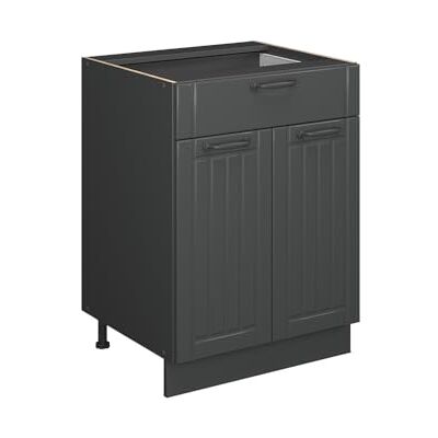 Vicco Meuble Cuisine Fame-Line, Gris foncé, 60cm avec tiroir, sans PT, à Combiner avec d'autres modules de la série Fame-Line - Publicité Vicco Meuble Cuisine Fame-Line, Gris foncé, 60cm avec tiroir, sans PT, à Combiner avec d'autres modules de la série Fame-Line - Publicité