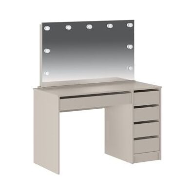 Unique Coiffeuse avec Miroir à LEDs 5 tiroirs – Beige JENEMI - Publicité Unique Coiffeuse avec Miroir à LEDs 5 tiroirs – Beige JENEMI - Publicité