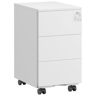 SONGMICS Caisson de Bureau, Meuble de Bureau, Casier sur roulettes, Métallique, pour Imprimante, Verrouillable, 3 Tiroirs, Prémonté, Télétravail, 40 x 30 x 54 cm, Blanc Mat OFC079W01 - Publicité SONGMICS Caisson de Bureau, Meuble de Bureau, Casier sur roulettes, Métallique, pour Imprimante, Verrouillable, 3 Tiroirs, Prémonté, Télétravail, 40 x 30 x 54 cm, Blanc Mat OFC079W01 - Publicité