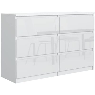 meble masztalerz Commode Chambre avec 6 Tiroirs Meuble de Rangement pour Salon et Entrée Couloir Spacieuse et Design Blanc Façades Brillantes 120x39x78,5cm - Publicité meble masztalerz Commode Chambre avec 6 Tiroirs Meuble de Rangement pour Salon et Entrée Couloir Spacieuse et Design Blanc Façades Brillantes 120x39x78,5cm - Publicité