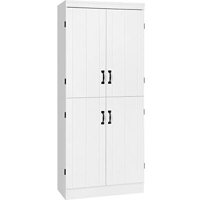 Armoire de cuisine blanche HOMCOM - 4 portes et étagères réglables - Publicité Armoire de cuisine blanche HOMCOM - 4 portes et étagères réglables - Publicité