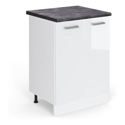 Vicco Meuble Bas de Cuisine R-Line, Blanc Haute Brillance, 60cm, PT Anthracite, pour Une Combinaison Libre au Sein de systèmes de Cuisine modulaires - Publicité Vicco Meuble Bas de Cuisine R-Line, Blanc Haute Brillance, 60cm, PT Anthracite, pour Une Combinaison Libre au Sein de systèmes de Cuisine modulaires - Publicité