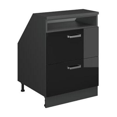 Vicco Meuble sous Pente R-Line, Noir Haute Brillance, 60cm 2 tiroirs, 60 cm de Profondeur, pour Une Combinaison Libre au Sein de systèmes de Cuisine modulaires - Publicité Vicco Meuble sous Pente R-Line, Noir Haute Brillance, 60cm 2 tiroirs, 60 cm de Profondeur, pour Une Combinaison Libre au Sein de systèmes de Cuisine modulaires - Publicité