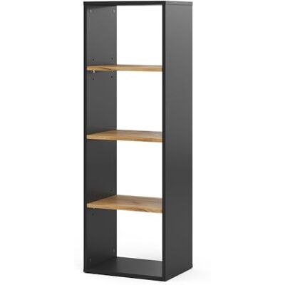 Vicco Étagère à Livres Tomy, Anthracite/chêne doré, 40x120cm,4 Compartiments, pour Le Rangement et la présentation de Livres et de décorations - Publicité Vicco Étagère à Livres Tomy, Anthracite/chêne doré, 40x120cm,4 Compartiments, pour Le Rangement et la présentation de Livres et de décorations - Publicité