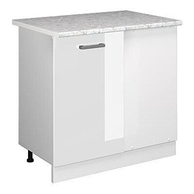 Vicco Meuble d'angle R-Line, Blanc Haute Brillance, 86cm, PT Marbre, pour Une Combinaison Libre au Sein de systèmes de Cuisine modulaires - Publicité Vicco Meuble d'angle R-Line, Blanc Haute Brillance, 86cm, PT Marbre, pour Une Combinaison Libre au Sein de systèmes de Cuisine modulaires - Publicité