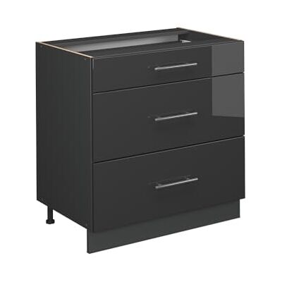 Vicco Meuble Cuisine Fame-Line, Anthracite Haute Brillance, 80cm avec 3 tiroirs, sans PT, à Combiner avec d'autres modules de la série Fame-Line - Publicité Vicco Meuble Cuisine Fame-Line, Anthracite Haute Brillance, 80cm avec 3 tiroirs, sans PT, à Combiner avec d'autres modules de la série Fame-Line - Publicité
