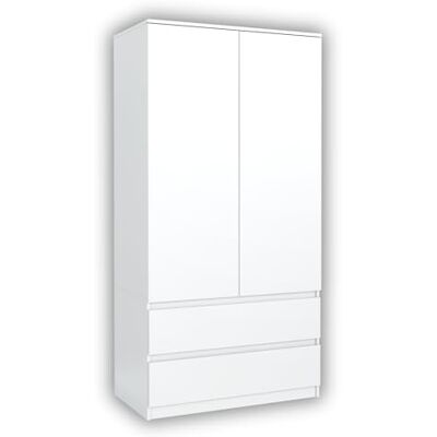 MebLocker Armoire de Chambre Blanche 180 cm – Dressing avec Penderie et 2 Tiroirs, Meuble de Rangement pour Chambre Adulte, Largeur 90 cm, Placard Moderne Gain de Place, 180x90x50 cm - Publicité MebLocker Armoire de Chambre Blanche 180 cm – Dressing avec Penderie et 2 Tiroirs, Meuble de Rangement pour Chambre Adulte, Largeur 90 cm, Placard Moderne Gain de Place, 180x90x50 cm - Publicité