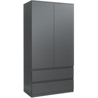 MebLocker Armoire de Chambre Anthracite 180 cm – Dressing avec Penderie et 2 Tiroirs, Meuble de Rangement Largeur 90 cm pour Chambre Adulte, Placard Moderne Gain de Place, 180x90x50 cm - Publicité MebLocker Armoire de Chambre Anthracite 180 cm – Dressing avec Penderie et 2 Tiroirs, Meuble de Rangement Largeur 90 cm pour Chambre Adulte, Placard Moderne Gain de Place, 180x90x50 cm - Publicité