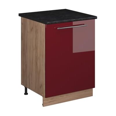 Vicco Meuble Bas de Cuisine Fame-Line, Rouge Bordeaux Haute Brillance/Chêne de Force doré, 60cm 1 Porte avec Plan de Travail - Publicité Vicco Meuble Bas de Cuisine Fame-Line, Rouge Bordeaux Haute Brillance/Chêne de Force doré, 60cm 1 Porte avec Plan de Travail - Publicité