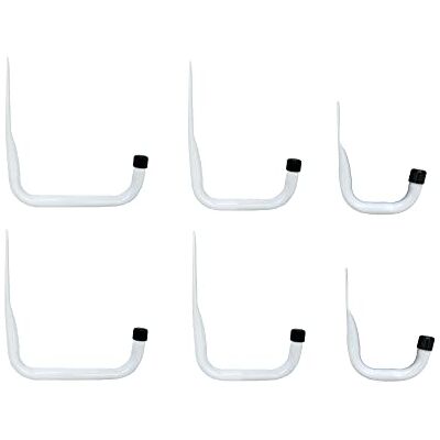 Shepherd Hardware 8096E Lot de 6 crochets utilitaires en acier robuste pour rangement de garage, 3 tailles, blanc - Publicité Shepherd Hardware 8096E Lot de 6 crochets utilitaires en acier robuste pour rangement de garage, 3 tailles, blanc - Publicité