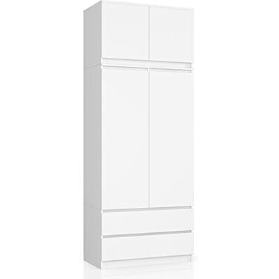 AKORD Armoire 4 Portes Armoir Chambre 2 Tiroirs avec Etagères et Une Tringle Armoire sans Penderie Chambre Dressing Rangement Placard Qualité supérieure 234 cm de Hauteur Blanche - Publicité AKORD Armoire 4 Portes Armoir Chambre 2 Tiroirs avec Etagères et Une Tringle Armoire sans Penderie Chambre Dressing Rangement Placard Qualité supérieure 234 cm de Hauteur Blanche - Publicité