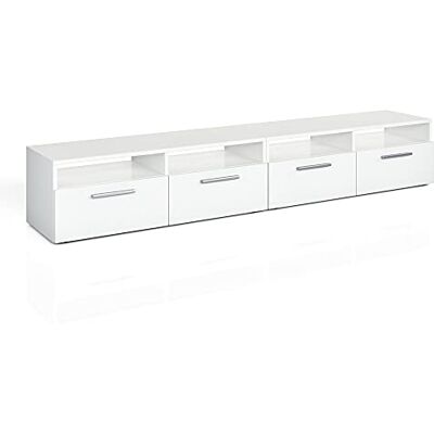 Vicco Meuble TV Diego, Blanc, 190x38cm, Convient comme Support TV avec étagères Ouvertes - Publicité Vicco Meuble TV Diego, Blanc, 190x38cm, Convient comme Support TV avec étagères Ouvertes - Publicité