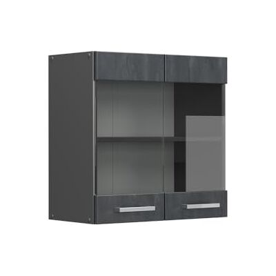 Vicco Armoire en Verre R-Line, Béton Noir, 60cm, pour Une Combinaison Libre au Sein de systèmes de Cuisine modulaires - Publicité Vicco Armoire en Verre R-Line, Béton Noir, 60cm, pour Une Combinaison Libre au Sein de systèmes de Cuisine modulaires - Publicité