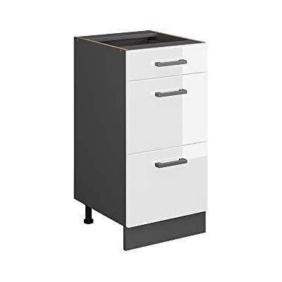 Vicco Meuble Cuisine R-Line, Blanc Haute Brillance, 40cm avec tiroirs, sans PT, pour Une Combinaison Libre au Sein de systèmes de Cuisine modulaires - Publicité Vicco Meuble Cuisine R-Line, Blanc Haute Brillance, 40cm avec tiroirs, sans PT, pour Une Combinaison Libre au Sein de systèmes de Cuisine modulaires - Publicité