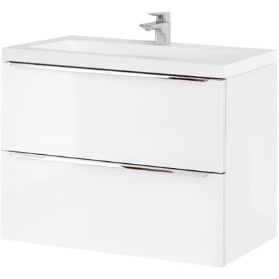 Lomadox Meuble sous-lavabo en céramique avec 2 tiroirs à fermeture amortie Softclose Blanc brillant 81 cm 81 x 61 x 46 cm - Publicité Lomadox Meuble sous-lavabo en céramique avec 2 tiroirs à fermeture amortie Softclose Blanc brillant 81 cm 81 x 61 x 46 cm - Publicité